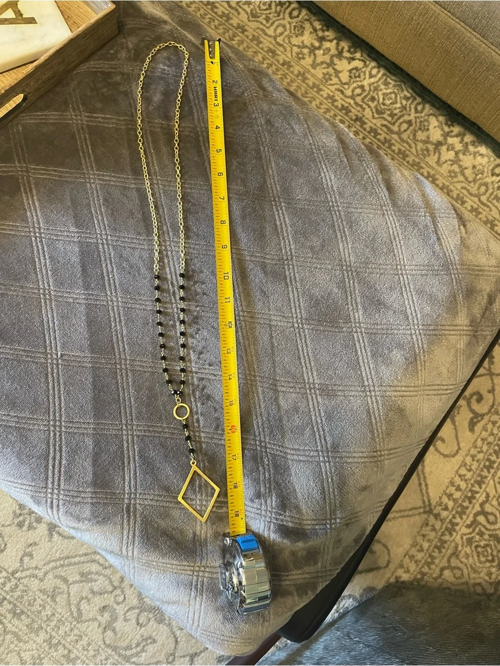 Gold & Black Geometric Pendant Necklace - Women Jewelry - Picture 3 of 6